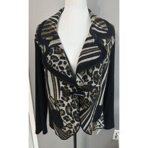 Bali Sweater Womens Cardigan Jacket Art To Wear Animal Print Blazer Sz XL NWT